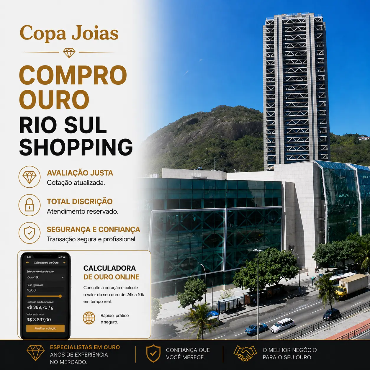 Compro Ouro Rio Sul Shopping: Compare a Cotação Real Antes de Vender em Botafogo