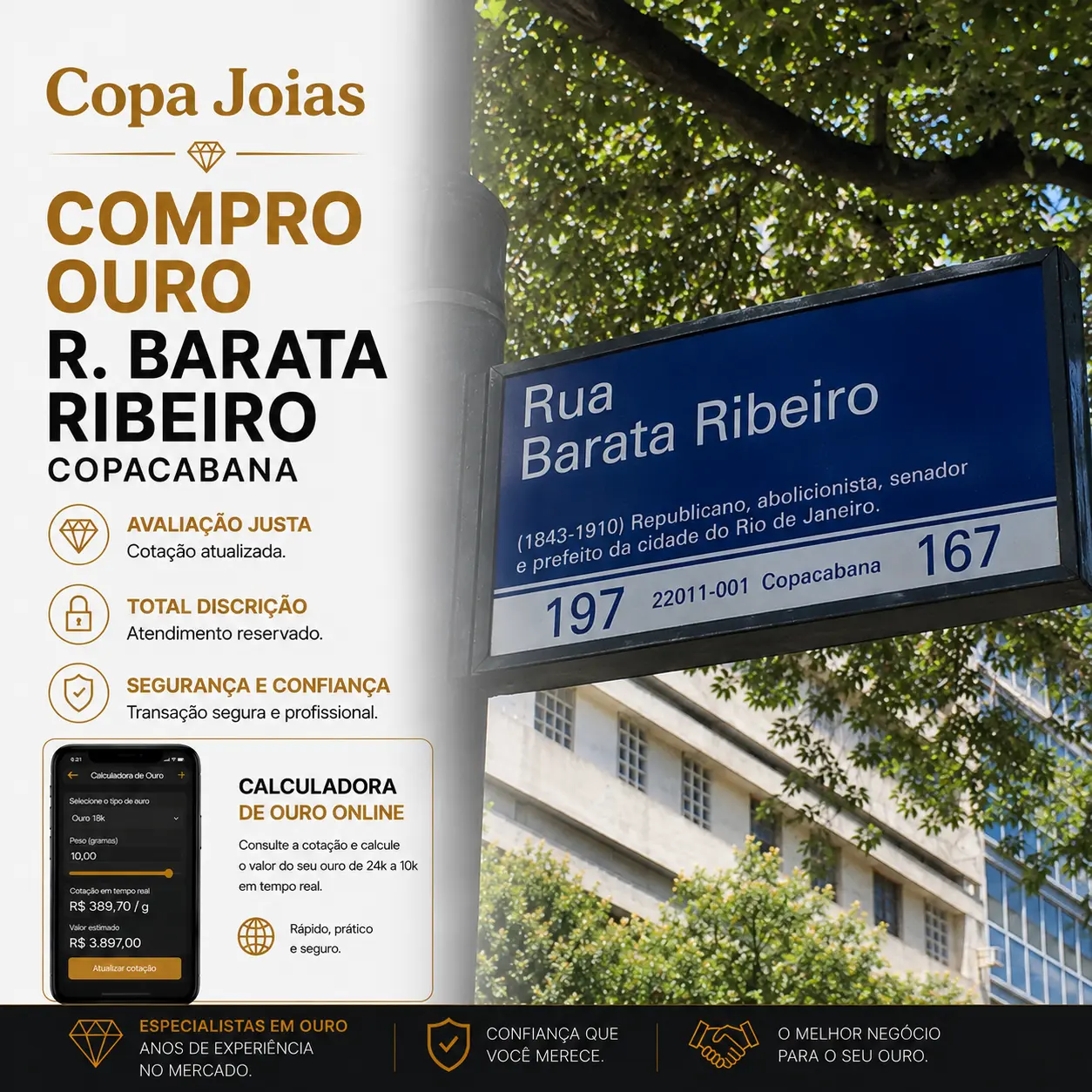 Compro Ouro na Rua Barata Ribeiro Copacabana: Compare a Cotação Real Antes de Vender